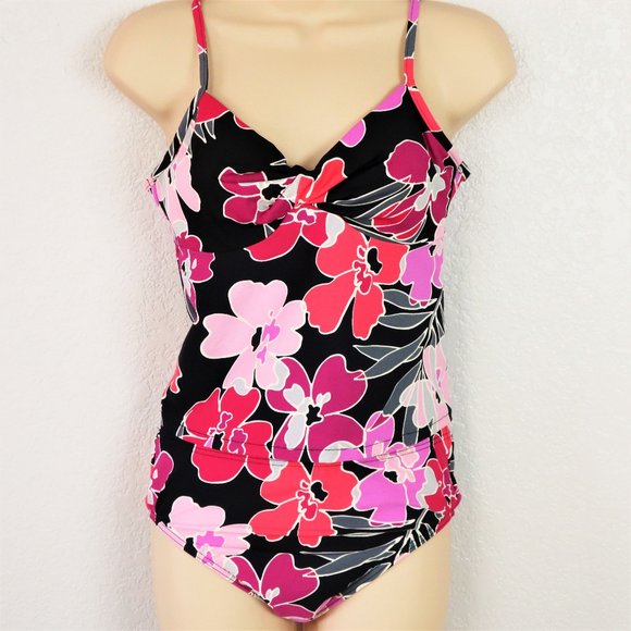 Lands' End Other - Lands' End Black Floral Wired Tankini Set  sz 10